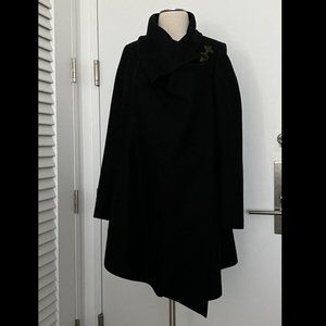 ALLSAINTS Black Wool Blend CITY Monument Coat Italian Cloth UK Size 10 (US XS/S)